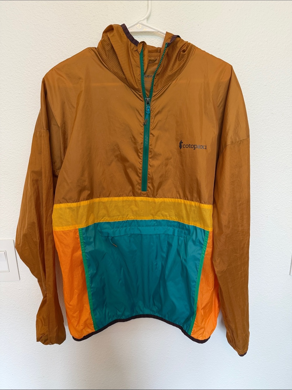 cotopaxi Rust, Teal, Yellow, Orange Colorblock Pullover